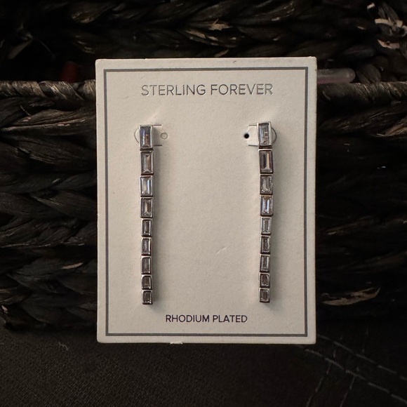 NWT: Sterling Forever BIANCA CZ Sleek Dangle Drop Earrings - Picture 4 of 9